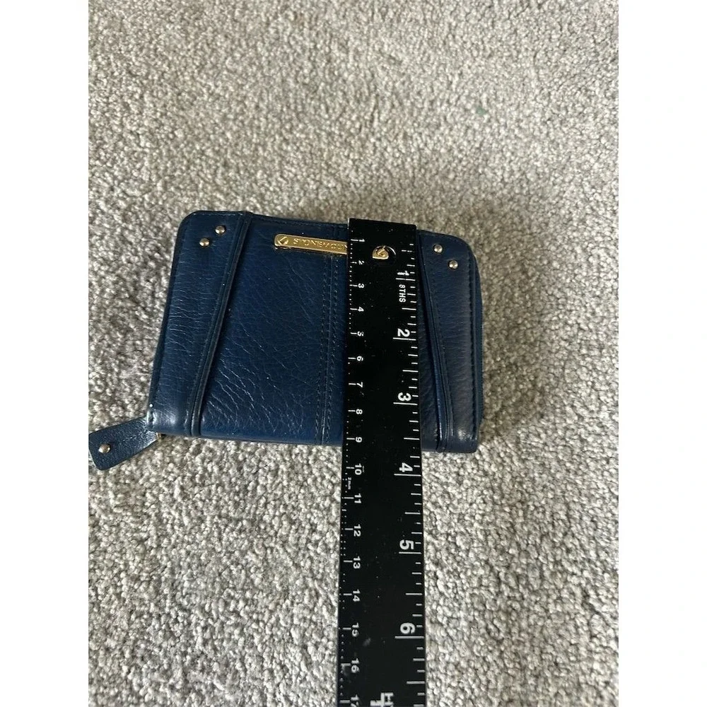 Unbranded Unisex Slim Fold Wallet Blue Leather Credit Card Holder